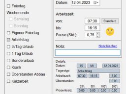 Arbeitszeiterfassung Aufnahme