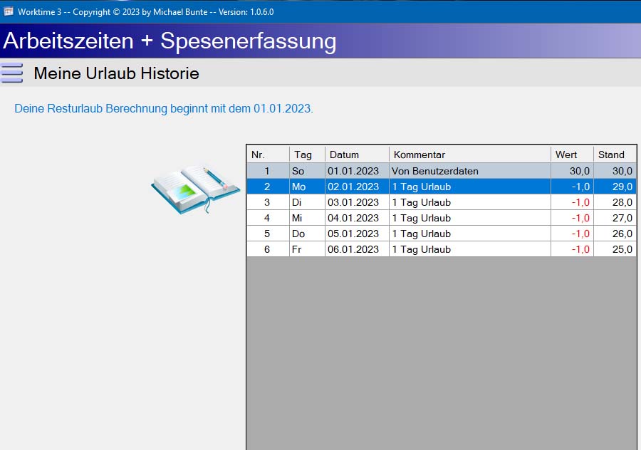 Urlaubsliste